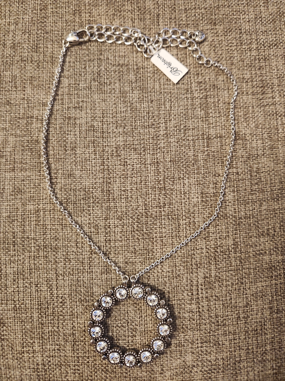 Brighton Silver Crystal "Dance" Circle Pendant Necklace, NWT